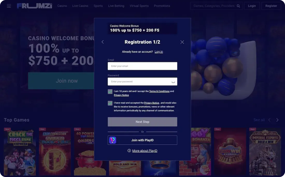 frumzi casino registration